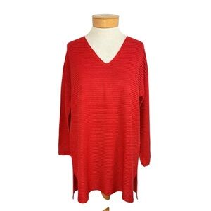 Mesh+Lace Red  V-neck Sweater Large NWT